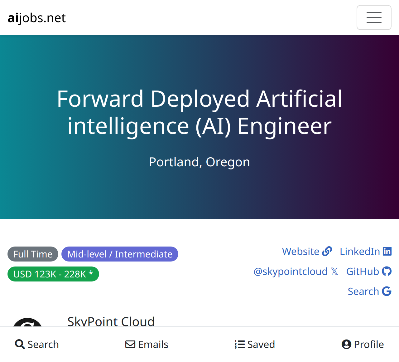 Forward Deployed Artificial Intelligence Ai Engineer At Skypoint