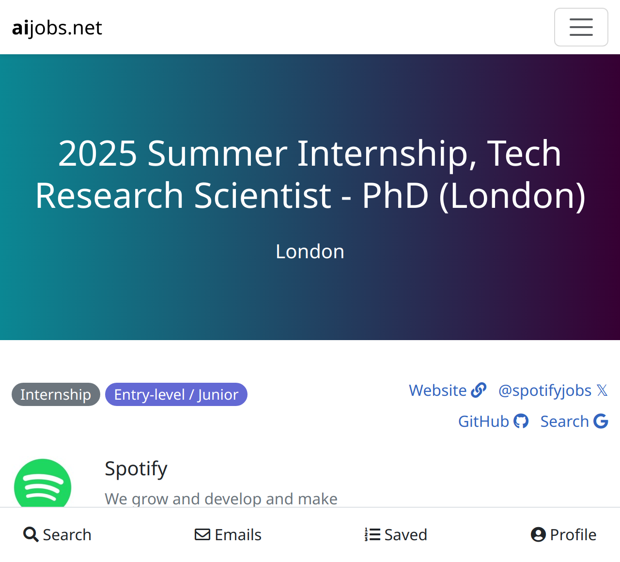 2025 Summer Internship, Tech Research Scientist PhD (London) at