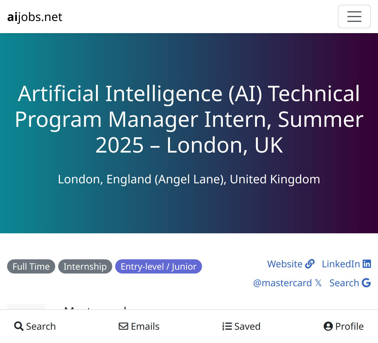 Artificial Intelligence (AI) Technical Program Manager Intern, Summer