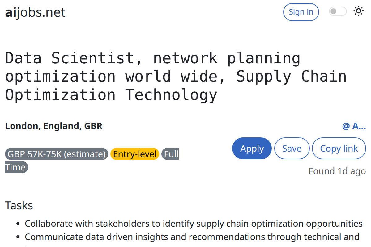 Data Scientist, network planning optimization world wide, Supply Chain ...