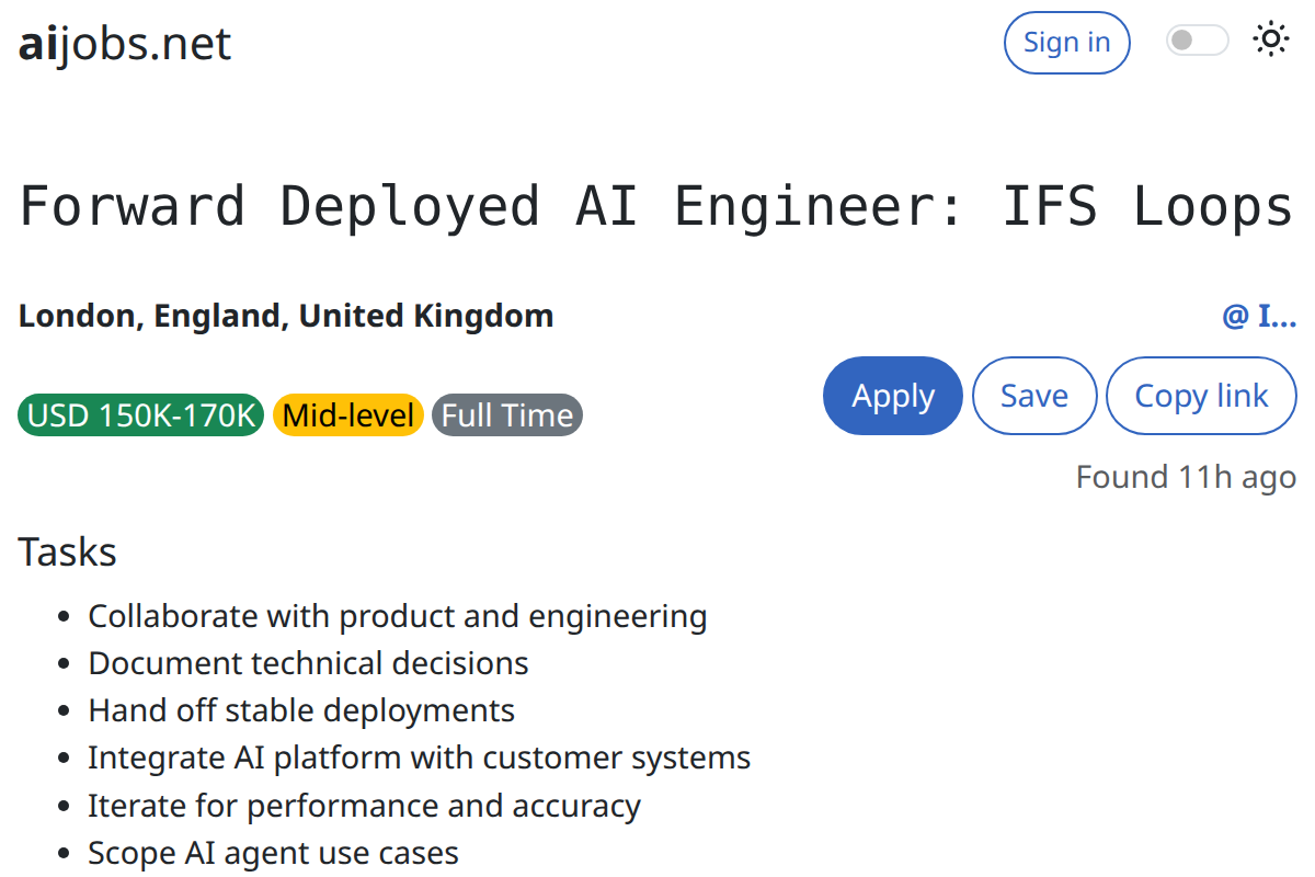 Forward Deployed AI Engineer: IFS Loops - London, England, United Kingdom