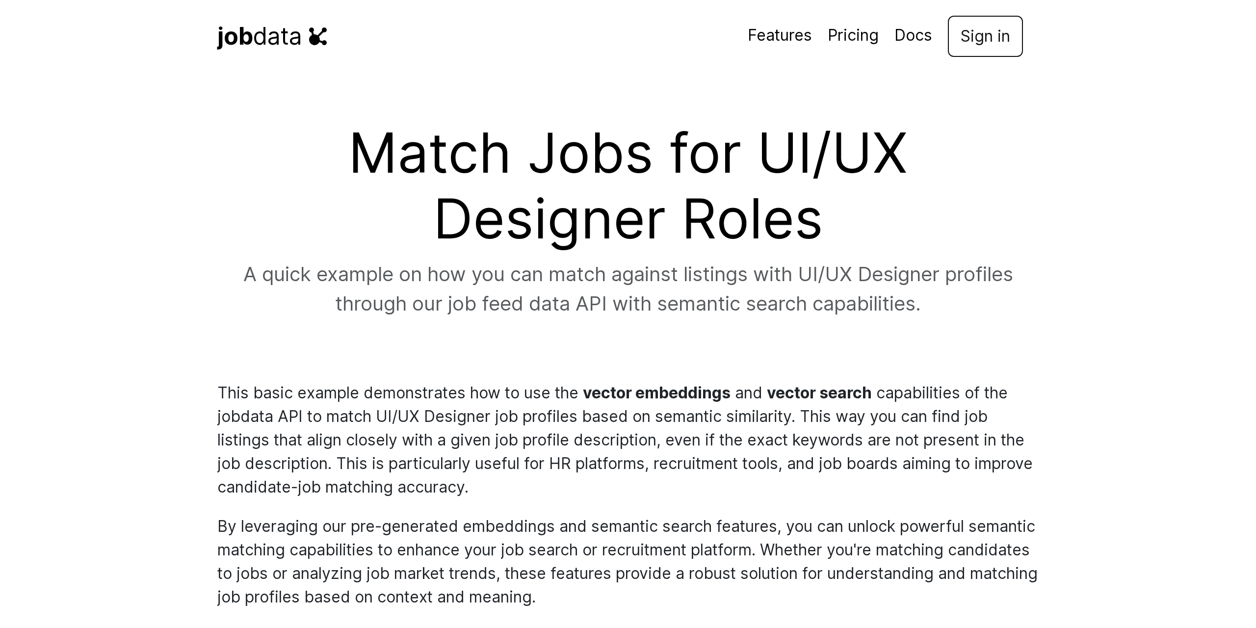 UI/UX Designer Job Profile Matching Example | jobdataapi.com