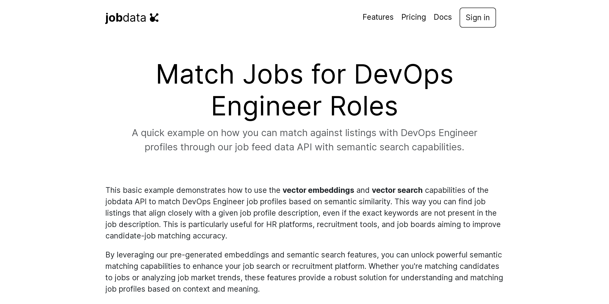 DevOps Engineer Job Profile Matching Example | jobdataapi.com