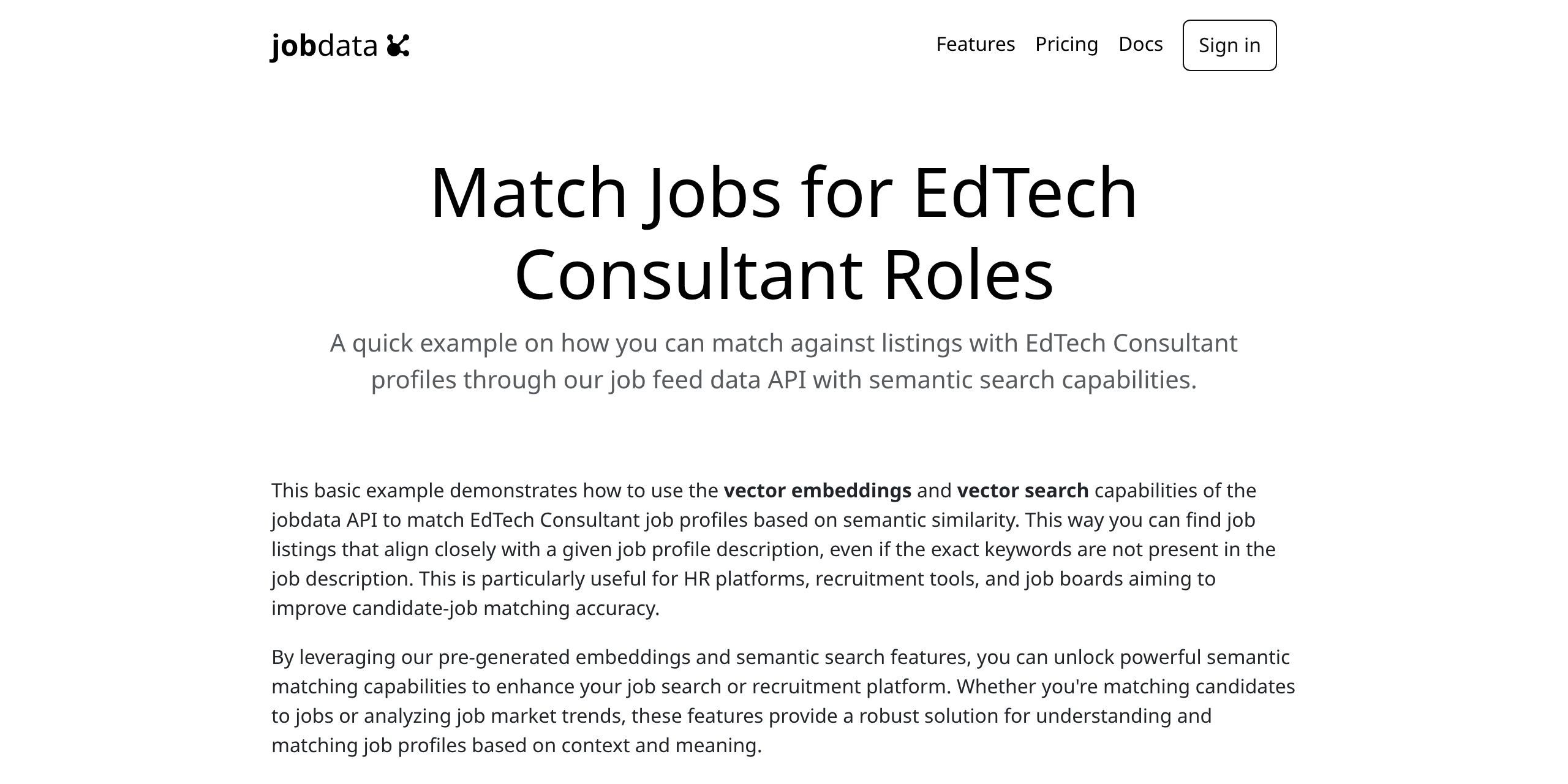 EdTech Consultant Job Profile Matching Example | jobdataapi.com